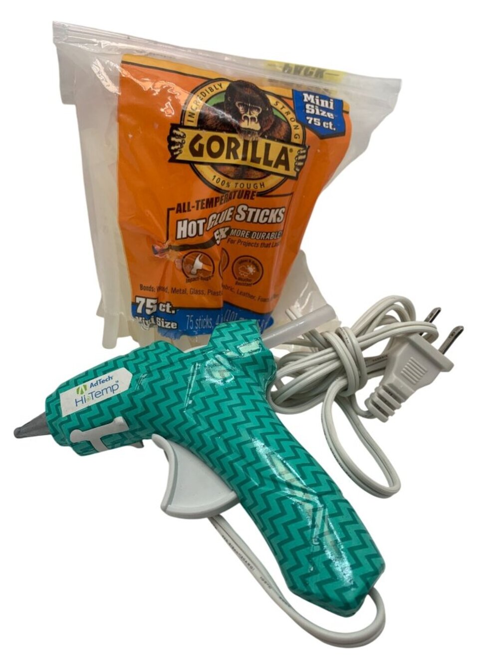 Mini Size Hi-Temp Hot Glue Gun & Gorilla All-Temp Glue Sticks Set